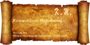 Kovacsics Makabeus névjegykártya